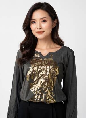 Tricou mâneci lungi mâneci lungi gri MERI & ESCA femeie