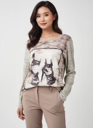 Tricou mâneci lungi mâneci lungi gri MERI & ESCA femeie