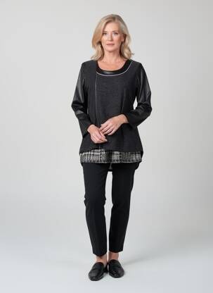 Tunică mâneci lungi imprimeu fantezie negru MERI & ESCA femeie