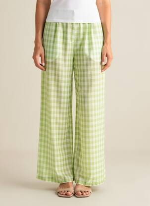 Pantalon larg țesătură poplin mărime normală verde LES ACOLYTES femeie