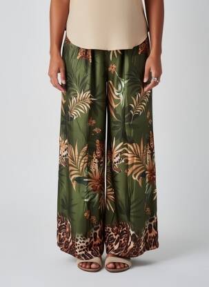Pantalon larg croială fluidă mărime normală verde C'MELODIE femeie