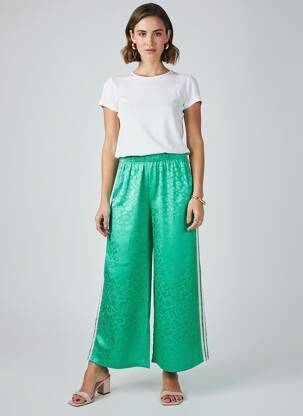Pantalon larg croială fluidă mărime normală verde AMY&CLO femeie