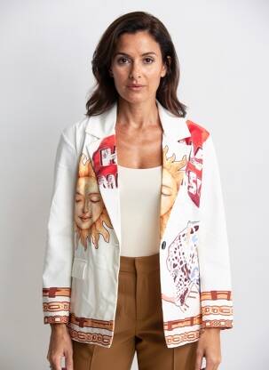 Sacou buzunare false alb NEW COLLECTION femeie