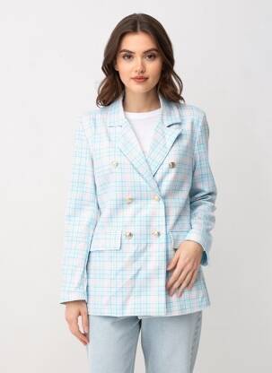 Sacou buzunare false albastru MODA femeie
