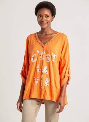Tricou mâneci lungi mâneci lungi portocalie NEW COLLECTION femeie