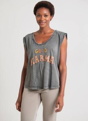Tricou croială dreaptă mâneci scurte gri GOLD&SILVER PARIS femeie