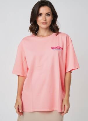 Tricou croială dreaptă mâneci scurte roz POHÊME femeie