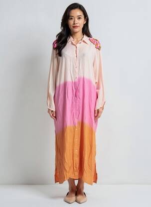 Rochie lungă mâneci lungi mâneci lungi portocalie BIANCA femeie