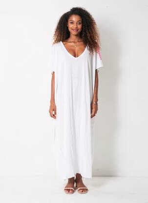 Rochie lungă mâneci scurte mâneci scurte alb KALIFORNIA DREAM femeie