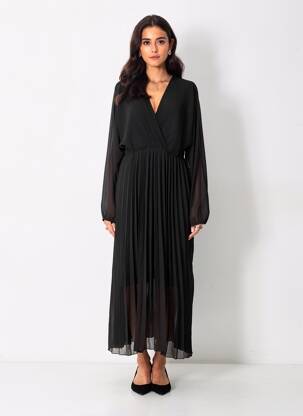 Rochie lungă mâneci lungi mâneci lungi negru C'MELODIE femeie