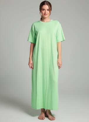 Rochie lungă mâneci scurte mâneci scurte verde FARFALLA femeie