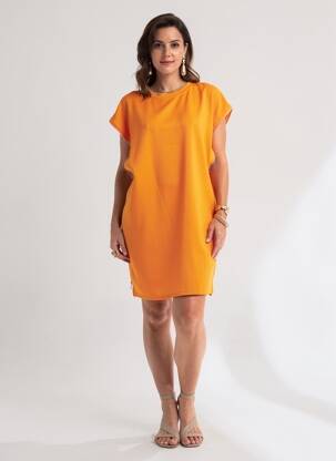 Rochie scurtă mâneci scurte mâneci scurte portocalie FLY OUT femeie