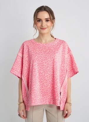 Top mâneci scurte mâneci scurte roz MADE IN ITALY femeie