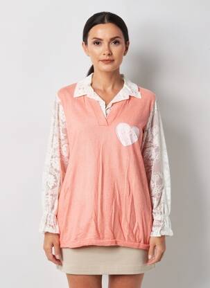 Tunică mâneci lungi guler de bluză roz NEW COLLECTION femeie