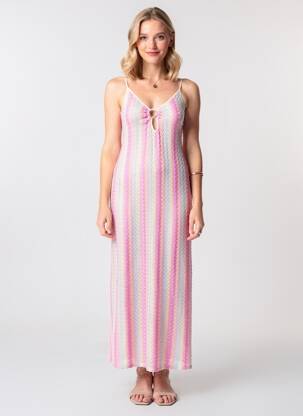 Rochie lungă croială cambrată bretele subțiri roz COUTUREVE femeie