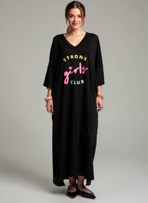 Rochie lungă mâneci lungi mâneci lungi negru E&F femeie