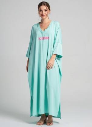 Rochie lungă mâneci lungi mâneci lungi albastru E&F femeie