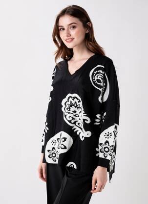 Pulover croială dreaptă mâneci lungi negru ZAYLA femeie