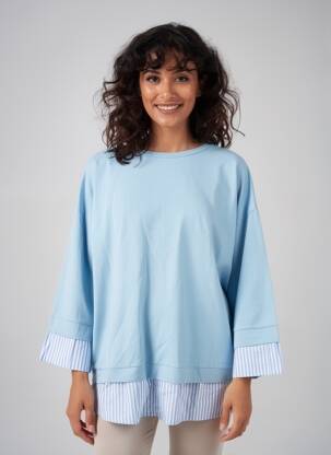 Pulover tunică elasticitate mâneci lungi albastru NEW COLLECTION femeie