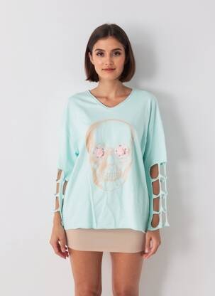 Top elasticitate mâneci lungi verde E&F femeie