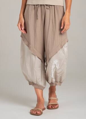 Pantalon 7/8 talie elastică mărime normală maro NEW COLLECTION femeie