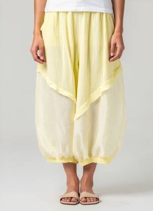 Pantalon 7/8 talie elastică mărime normală galben NEW COLLECTION femeie