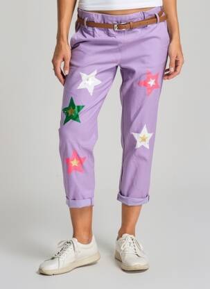 Pantalon 7/8 elasticitate mărime normală violet MADE IN ITALY femeie