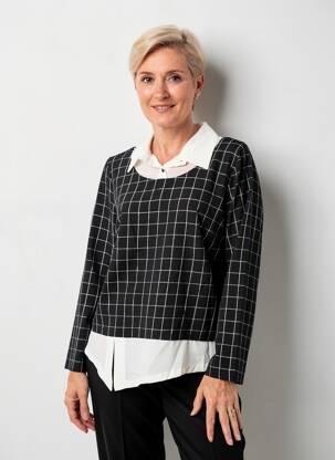 Top mâneci lungi mâneci lungi negru FRANCE RIVOIRE femeie
