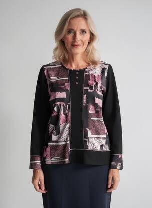 Tricou mâneci lungi mâneci lungi negru GUY DUBOUIS femeie