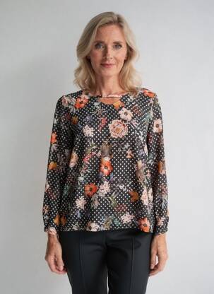 Bluză țesătură poplin mâneci lungi negru FRANCE RIVOIRE femeie