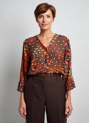 Cămașă țesătură poplin mâneci 3/4 portocalie MERI & ESCA femeie