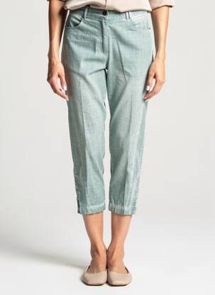 Pantalon trei sferturi talie elastică mărime normală verde MERI & ESCA femeie