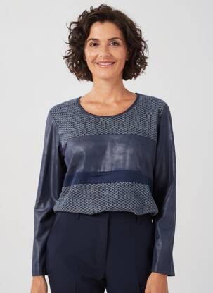 Top elasticitate mâneci lungi albastru MERI & ESCA femeie