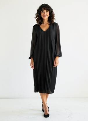 Rochie midi croială fluidă mâneci 3/4 negru STREET ONE femeie