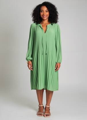 Rochie midi croială fluidă mâneci lungi verde STREET ONE femeie