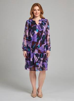 Rochie midi croială fluidă mâneci lungi violet STREET ONE femeie
