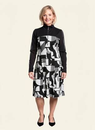 Rochie midi mâneci lungi mâneci lungi negru DOLCEZZA femeie