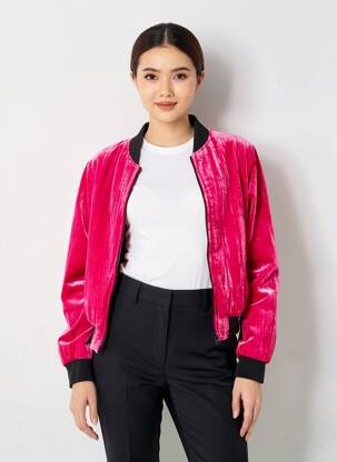 Geacă efect material satinat roz THE KOOPLES femeie