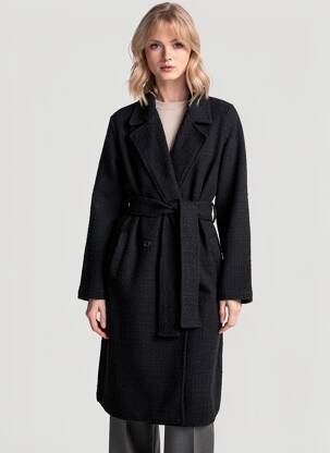 Palton lung croială cambrată fără glugă negru THE KOOPLES femeie