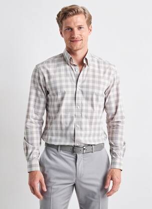 Cămașă cu mâneci lungi imprimeu carouri gri MARCIANO BY GUESS bărbat