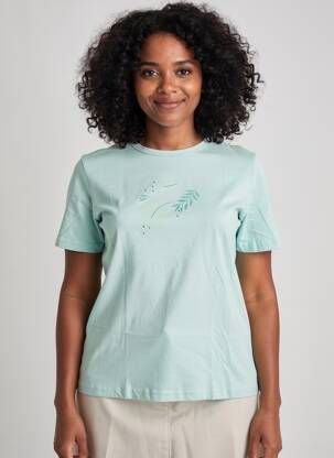 Tricou serigrafie cu strasuri mâneci scurte albastru DAMART femeie