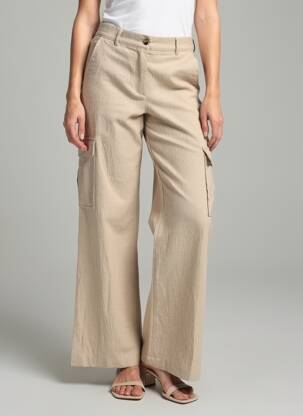 Pantalon cargo talie înaltă talie înaltă bej SCARLET ROOS femeie