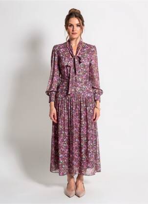 Rochie lungă mâneci lungi mâneci lungi violet LIU JO femeie