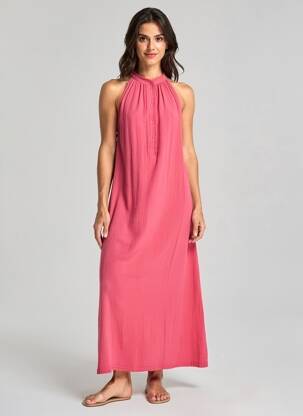 Rochie lungă fără mâneci fără mâneci roz OTTOD'AME femeie