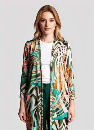 Jachete kimono mâneci lungi verde AU SOLEIL DE ST TROPEZ femeie