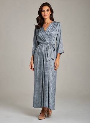 Rochie lungă mâneci lungi mâneci lungi albastru AU SOLEIL DE ST TROPEZ femeie