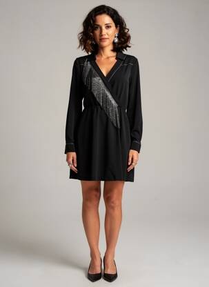 Rochie scurtă mâneci lungi mâneci lungi negru LIU JO femeie