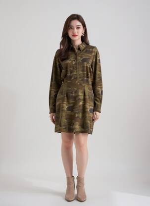 Rochie scurtă mâneci lungi mâneci lungi verde GUESS femeie