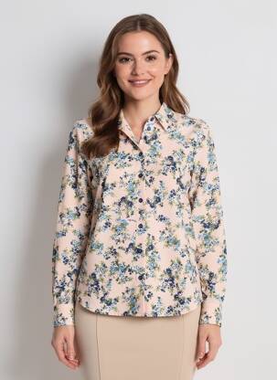 Cămașă imprimeu floral mâneci lungi bej MY TWIN femeie
