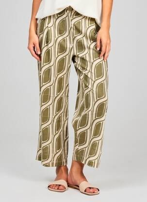 Pantalon 7/8 talie elastică mărime normală verde LIU JO femeie